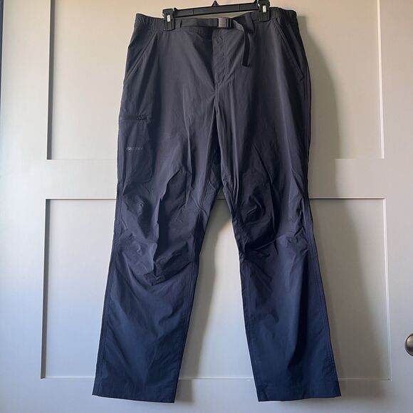 Marmot Pants Mens Sz 40 Hiking Outdoor  Black Belted Nylon Camping Zip Pockets - Picture 1 of 13